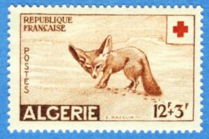 ALGERIET 1957 M365** ökenräv 1 st enda däggdjur i serien