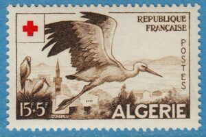 ALGERIET 1957 M366** vit stork – enda fågel i serien