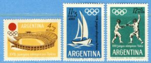 ARGENTINA 1964 M843-5** stadion fäktning segling 3 kpl