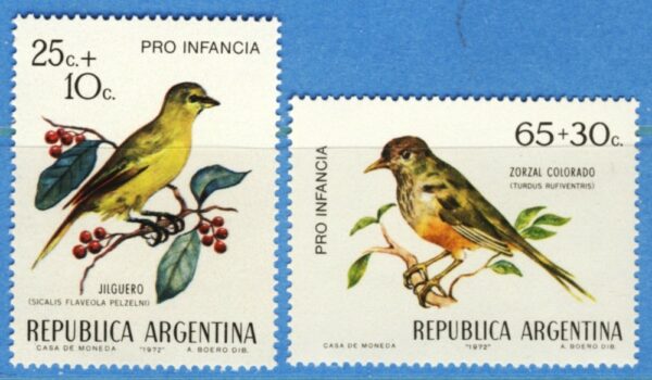 ARGENTINA 1972 M1119-20** fåglar - 2 kpl