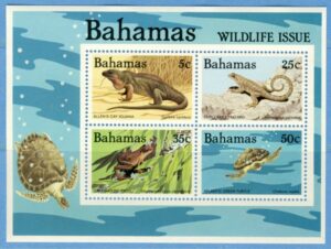 BAHAMAS 1984 M575-8 Block 43** groddjur kräldjur 4 kpl