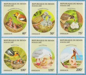 BENIN 1995 M685-90** fåglar 6 kpl