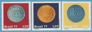 BRASILIEN 1977 M1615-7** mynt i silver guld nickel  3 kpl