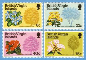 BRITISH VIRGIN ISLANDS 1978 M340-3A** trädets blommor 4 kpl