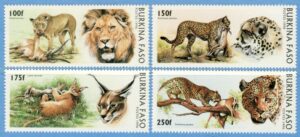 BURKINA FASO 1996 M1437-40** lejon gepard karakal panter 4 kpl