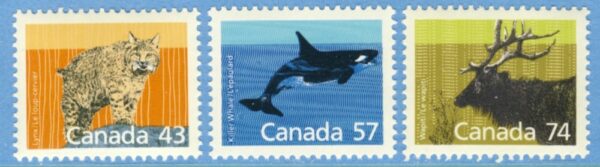 CANADA 1988 M1071-3** lodjur späckhuggare Wapitihjort 3 kpl
