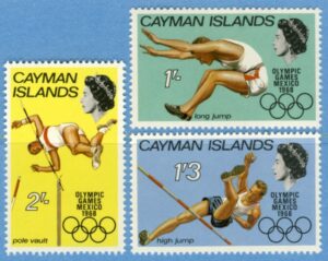 CAYMAN ISLANDS 1968 M201-3** längdhopp höjdhopp stavhopp 3 kpl