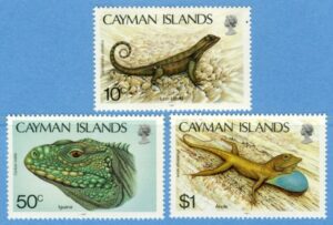 CAYMAN ISLANDS 1987 M593-5** ödlor 3 kpl