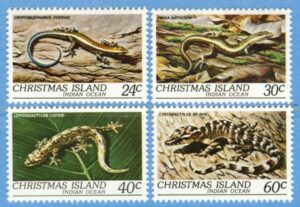 CHRISTMAS ISLAND 1981 M146-9** ödlor 4 kpl