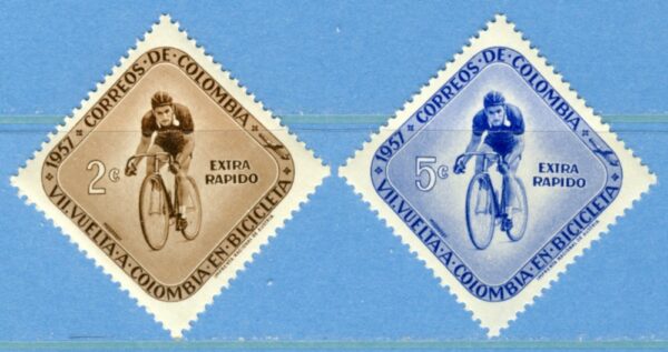 COLOMBIA 1957 M808-9** cykelsport 2 kpl