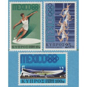 CYPERN 1968 M312-4** Sommar-OS – diskus löpning stadion 3 kpl