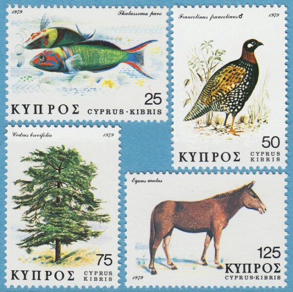 CYPERN 1979 M504-7** fisk - svart frankolin - Cypernceder - mula 4 kpl