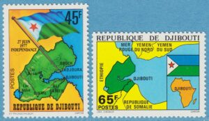 DJIBOUTI 1977 M173-4** flagga karta 2 kpl