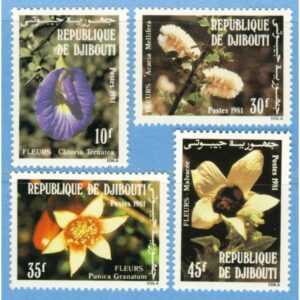 DJIBOUTI 1981 M321-4** blommor 4 kpl
