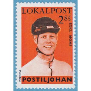 Lokalpost KARLSTAD Postiljohan Nr 2 1997 Johan med cykelhjälm – med text: PhotoStamp t.v.