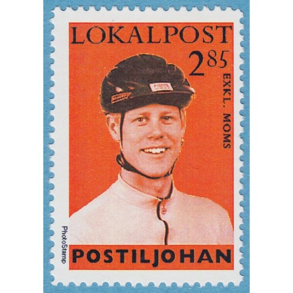 Lokalpost KARLSTAD Postiljohan Nr 2 1997 Johan med cykelhjälm - med text: PhotoStamp t.v.