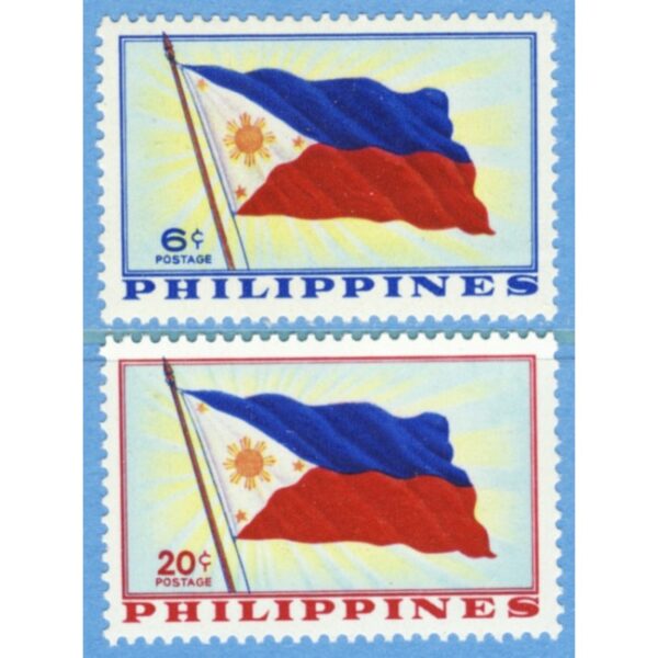 FILIPINERNA 1959 M626-7** flagga - 2 kpl