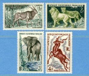 FRANSKA EKVATORIALAFRIKA 1957 M305-8** däggdjur 4 kpl