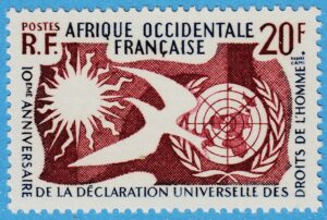 FRANSKA VÄSTAFRIKA 1958 M102** FN mänskliga rättigheter 1 kpl