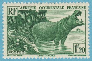 FRANSKA VÄSTAFRIKA 1947 M41** flodhäst krokodil ur blandad serie