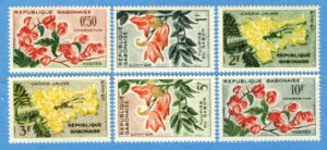 GABON 1961 M160-5** blommor 6 kpl