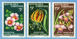 GABON 1964 M210-2** blommor 3 kpl