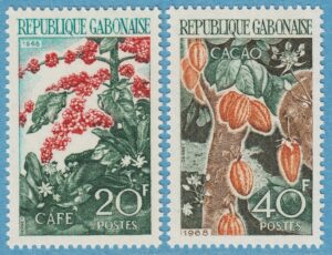 GABON 1968 M313-4** kaffe kakao 2 kpl