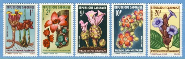 GABON 1969 M341-5** blommor 5 kpl