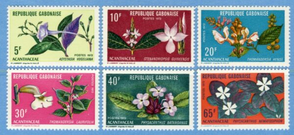 GABON 1972 M464-9** blommor 6 kpl