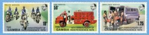 GAMBIA 1979 M381-3** polis brandbil ambulans 3 kpl