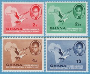 GHANA 1957 M1-4** palmgam karta 4 kpl