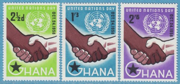 GHANA 1958 M36-8** FN:s dag - händer 3 kpl