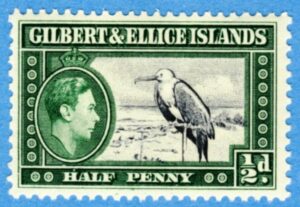 GILBERT & ELLICE ISLANDS 1939 M38** större fregattfågel – enda fågelfrimärket i serien