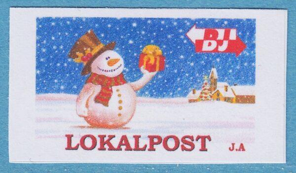 Lokalpost LJUNGBY Nr 28c 2018 snögubbe 3:dje upplagan bildbredd 30 mm