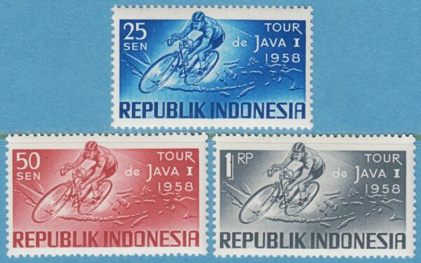 INDONESIEN 1958 M229-31** cykeltävling 3 kpl