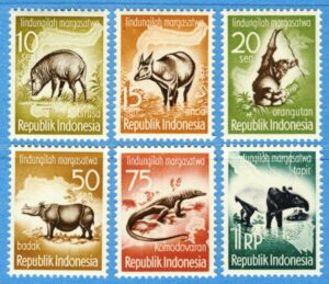 INDONESIEN 1959 M237-42** däggdjur varan 6 kpl
