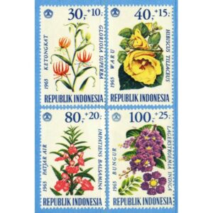 INDONESIEN 1965 M499-02** blommor 4 kpl