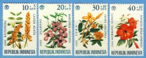 INDONESIEN 1966 M503-6** blommor 4 kpl
