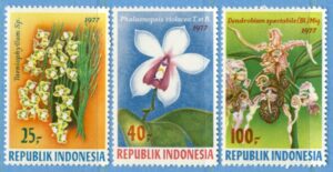 INDONESIEN 1977 M883-5** orkidéer 3 kpl