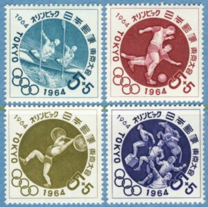 JAPAN 1964 M863-6** kanot fotboll tyngdlyftning femkamp 4 kpl