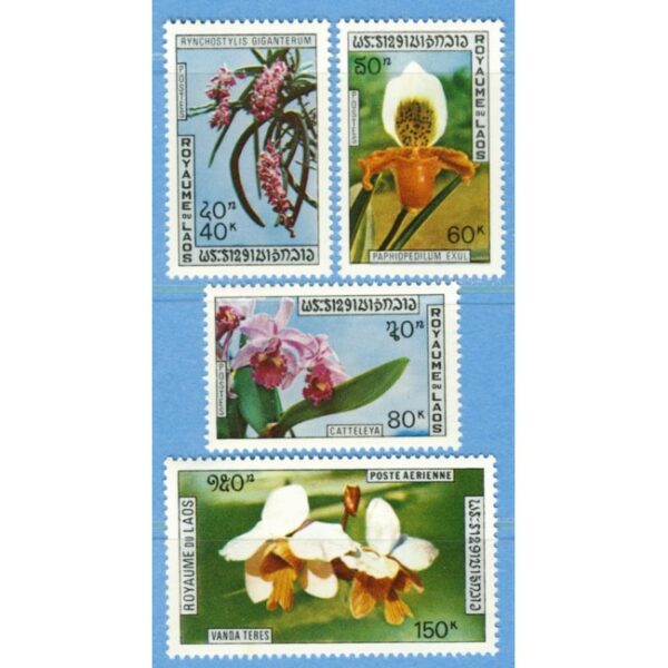 LAOS 1972 M337-40** orkidéer 4 kpl