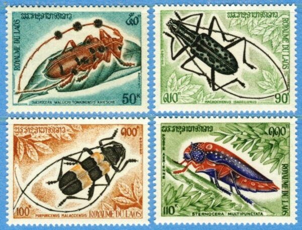 LAOS 1974 M390-3** insekter 4 kpl