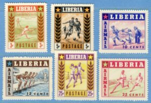LIBERIA 1955 M471-6** tennis fotboll boxning baseboll simning löpning .