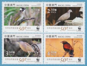 MACAU 2011 M1747-50** fåglar WWF 4 kpl