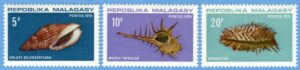 MADAGASKAR 1970 M618-20** snäckor 3 kpl