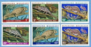 MADAGASKAR 1973 M683-8** kameleonter 6 kpl