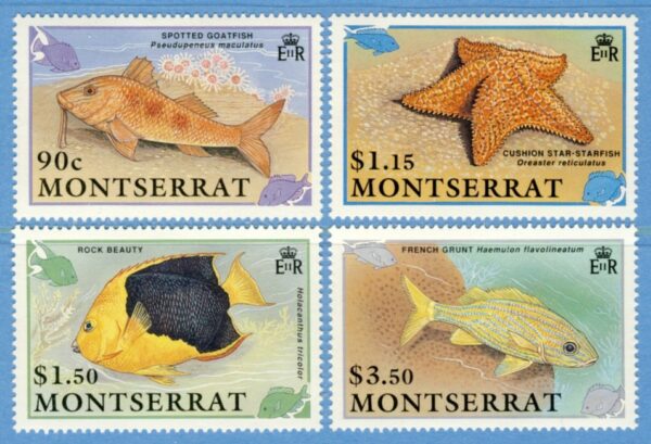 MONTSERRAT 1991 M795-8 + Block 60** fiskar 4 kpl + block