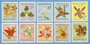 NICARAGUA Tilläggsmärke 1962 M61-70** orkidéer 10 kpl