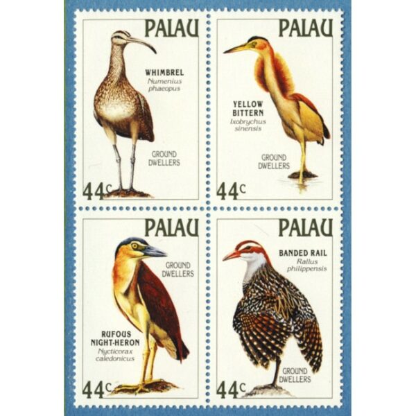 PALAU 1988 M225-8** fåglar 4 kpl