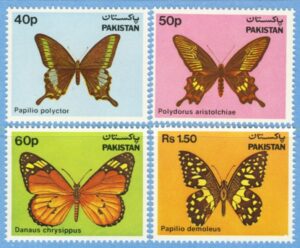 PAKISTAN 1983 M579-82** fjärilar 4 kpl